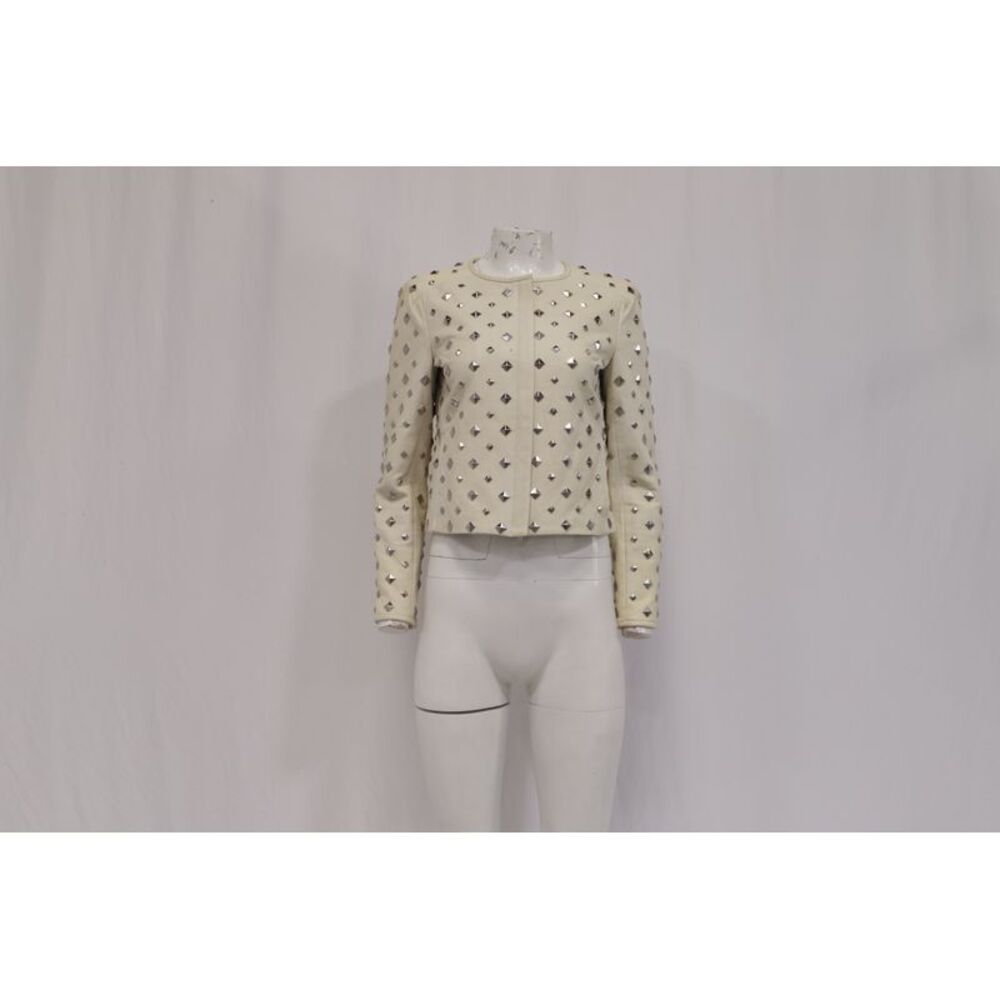 Diane Von Furstenberg Studded Jacket in White Leather - Picture 9 of 12